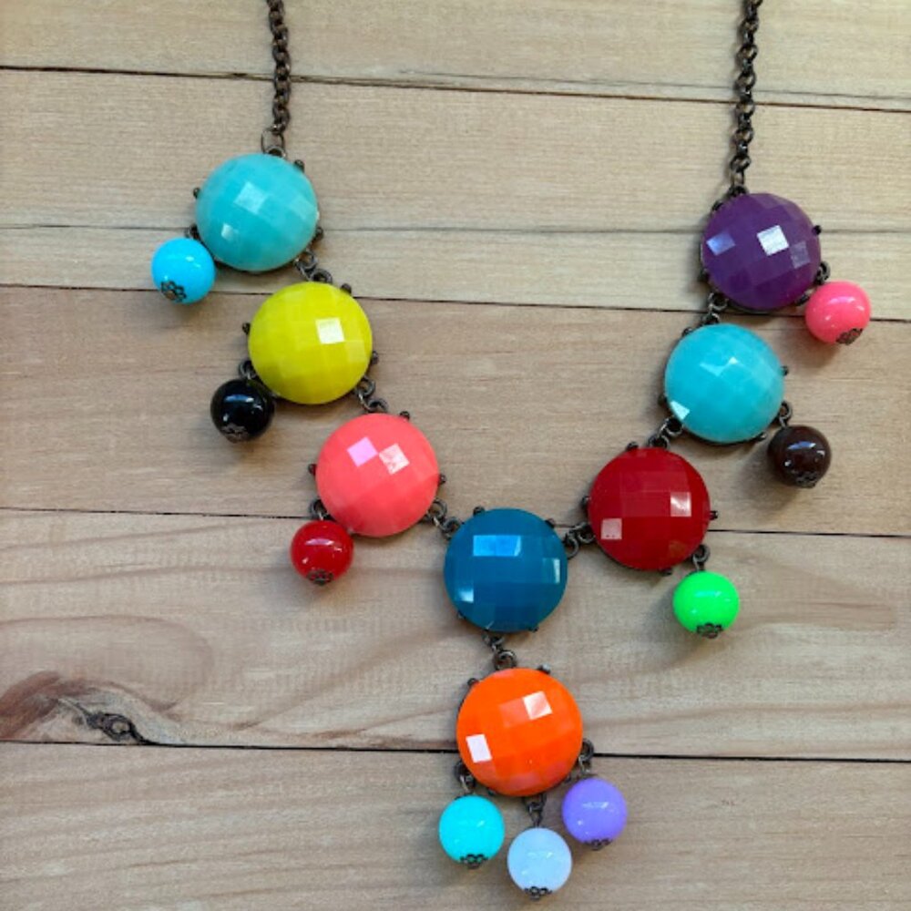 80's Bauble Candy Prism Bib necklace-Unique and Bold!